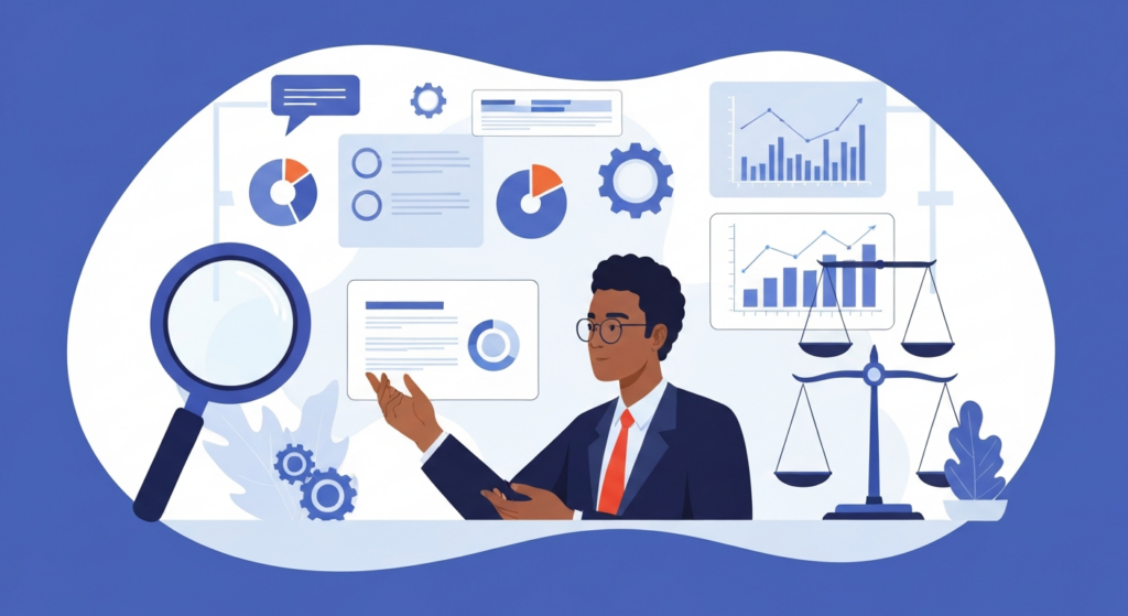 Illustration d'un processus d'évaluation et de diagnostic des compétences managériales pour les dirigeants de TPE et PME.